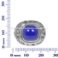 925 sólidos de estilo antiquado de estilo antigo com azul ônix Gemstone Wedding Wear Ring Jewellery